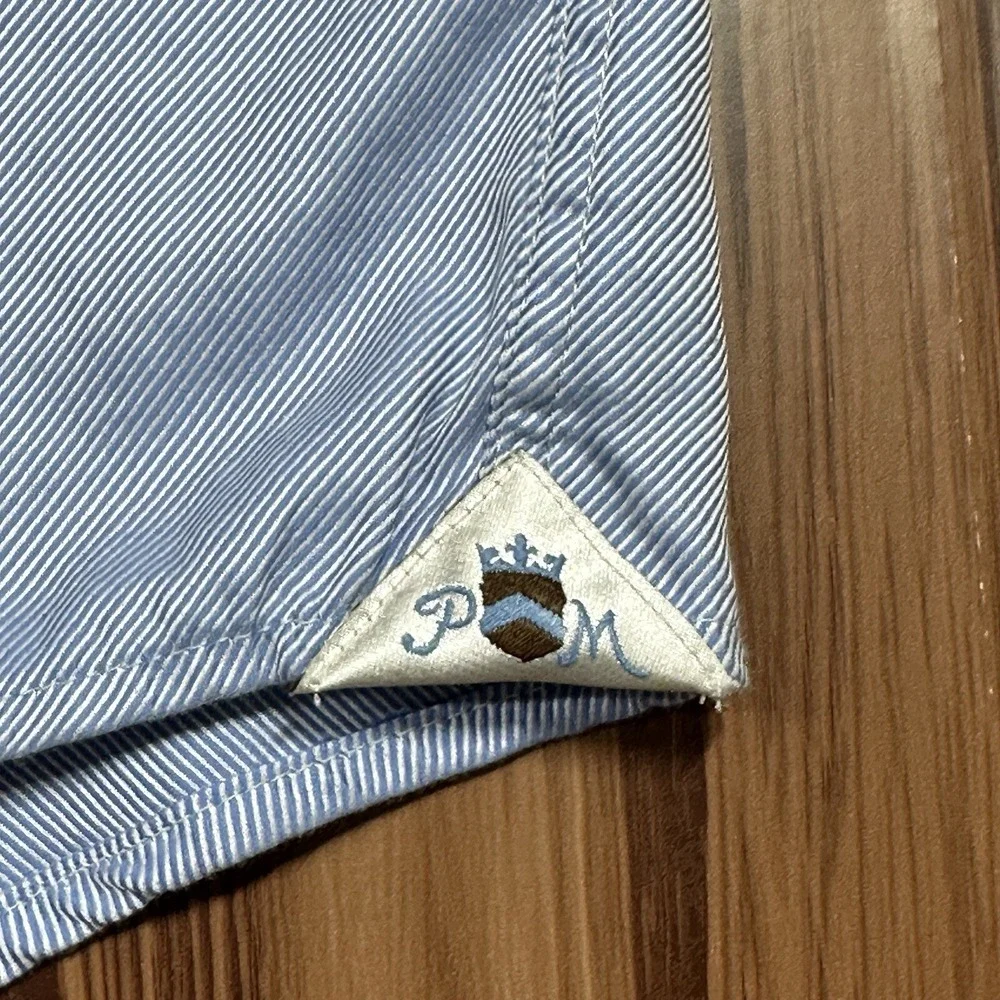 Peter Millar Dress  Shirt Mens Size 15.5 R Light Blue Long Sleeve
